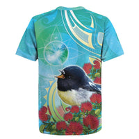 New Zealand Tomtit Rugby Jersey Maori Koru With Pohutukawa Galaxy Style - Polynesian Pride