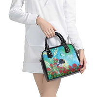 New Zealand Tomtit Shoulder Handbag Maori Koru With Pohutukawa Galaxy Style - Polynesian Pride