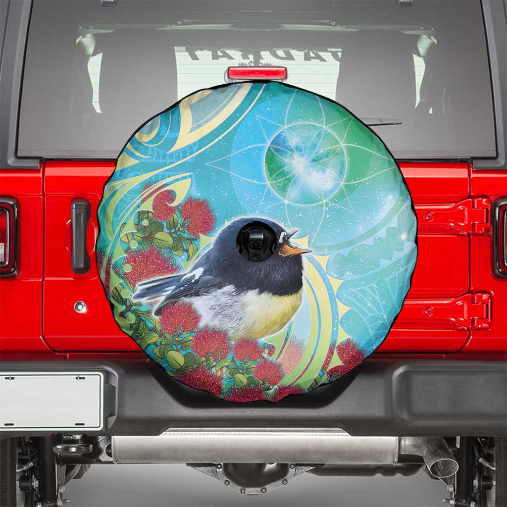 New Zealand Tomtit Spare Tire Cover Maori Koru With Pohutukawa Galaxy Style LT05 - Polynesian Pride