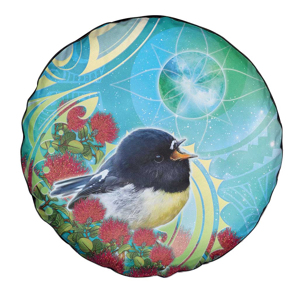 New Zealand Tomtit Spare Tire Cover Maori Koru With Pohutukawa Galaxy Style LT05 - Polynesian Pride