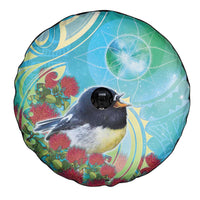 New Zealand Tomtit Spare Tire Cover Maori Koru With Pohutukawa Galaxy Style LT05 - Polynesian Pride