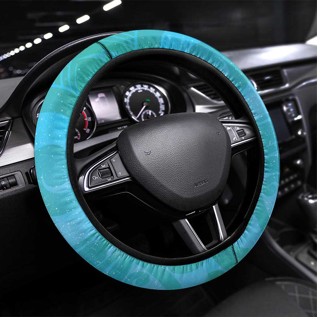 New Zealand Tomtit Steering Wheel Cover Maori Koru With Pohutukawa Galaxy Style - Polynesian Pride