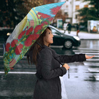 New Zealand Tomtit Umbrella Maori Koru With Pohutukawa Galaxy Style LT05 - Polynesian Pride