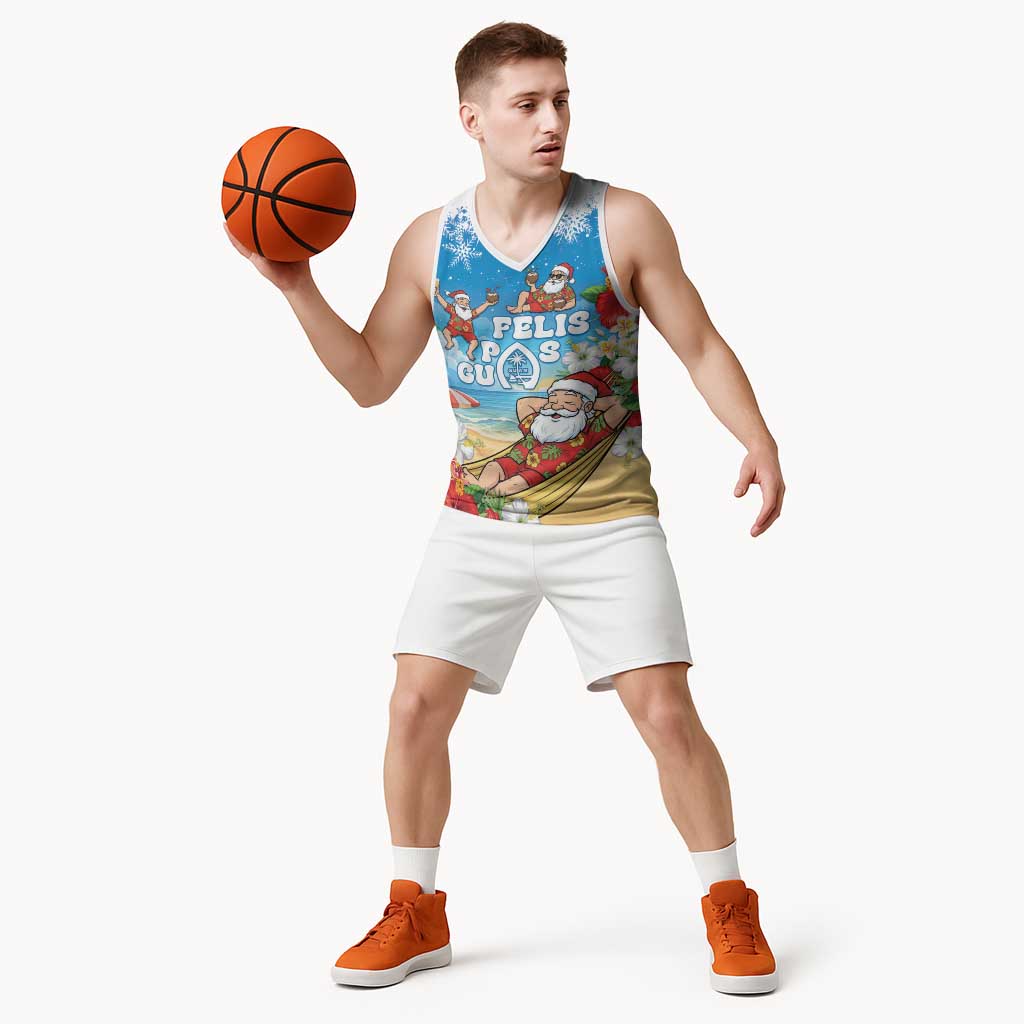 Guam Christmas Basketball Jersey Felis Pasgua Chilling Santa - Polynesian Pride