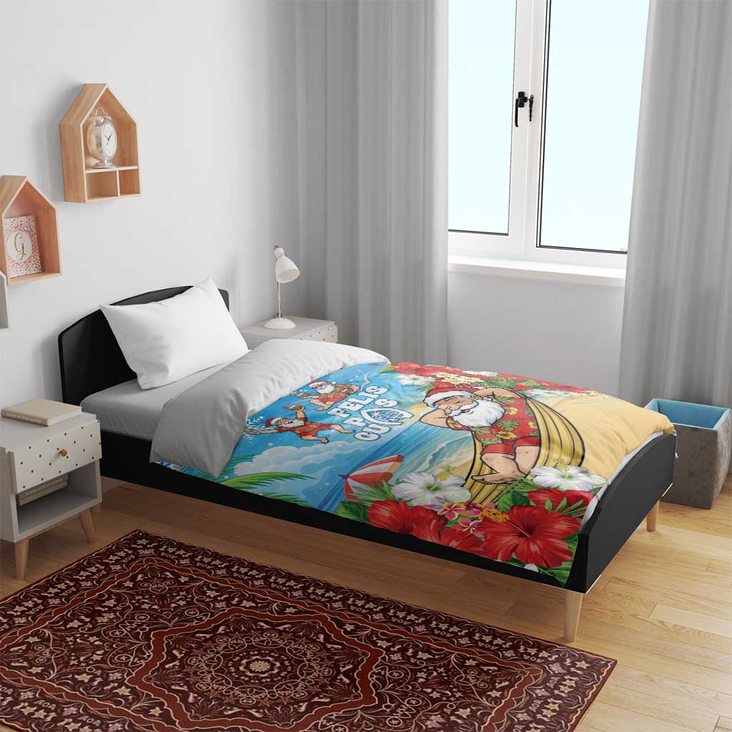 Guam Christmas Bedding Set Felis Pasgua Chilling Santa - Polynesian Pride