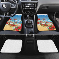 Guam Christmas Car Mats Felis Pasgua Chilling Santa LT05 Set 4pcs Blue - Polynesian Pride
