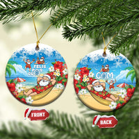 Guam Christmas Ceramic Ornament Felis Pasgua Chilling Santa LT05 Circle Blue - Polynesian Pride