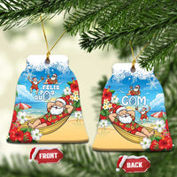 Guam Christmas Ceramic Ornament Felis Pasgua Chilling Santa LT05 Bell Flake Blue - Polynesian Pride