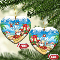 Guam Christmas Ceramic Ornament Felis Pasgua Chilling Santa LT05 Heart Blue - Polynesian Pride
