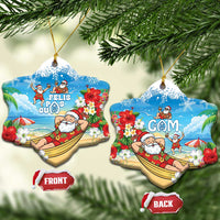 Guam Christmas Ceramic Ornament Felis Pasgua Chilling Santa LT05 Snow Flake Blue - Polynesian Pride