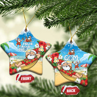 Guam Christmas Ceramic Ornament Felis Pasgua Chilling Santa LT05 Star Blue - Polynesian Pride
