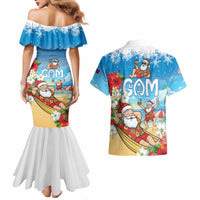 Guam Christmas Couples Matching Mermaid Dress and Hawaiian Shirt Felis Pasgua Chilling Santa LT05 - Polynesian Pride