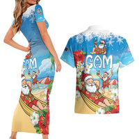 Guam Christmas Couples Matching Short Sleeve Bodycon Dress and Hawaiian Shirt Felis Pasgua Chilling Santa LT05 - Polynesian Pride
