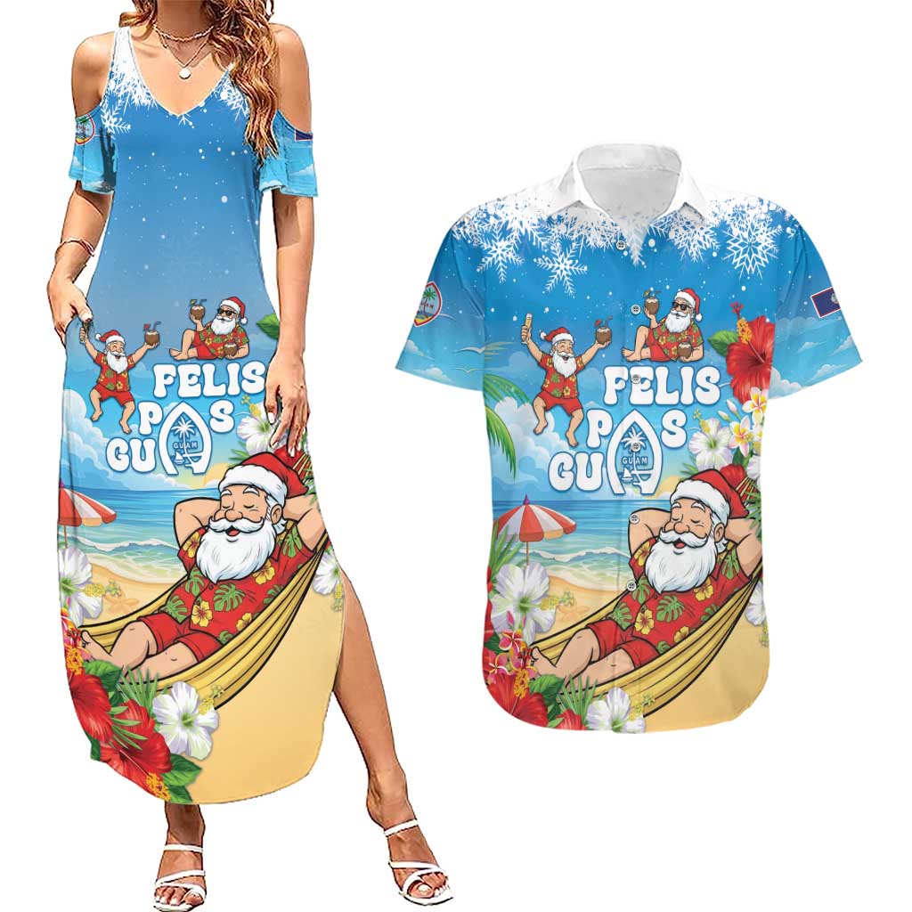 Guam Christmas Couples Matching Summer Maxi Dress and Hawaiian Shirt Felis Pasgua Chilling Santa - Polynesian Pride