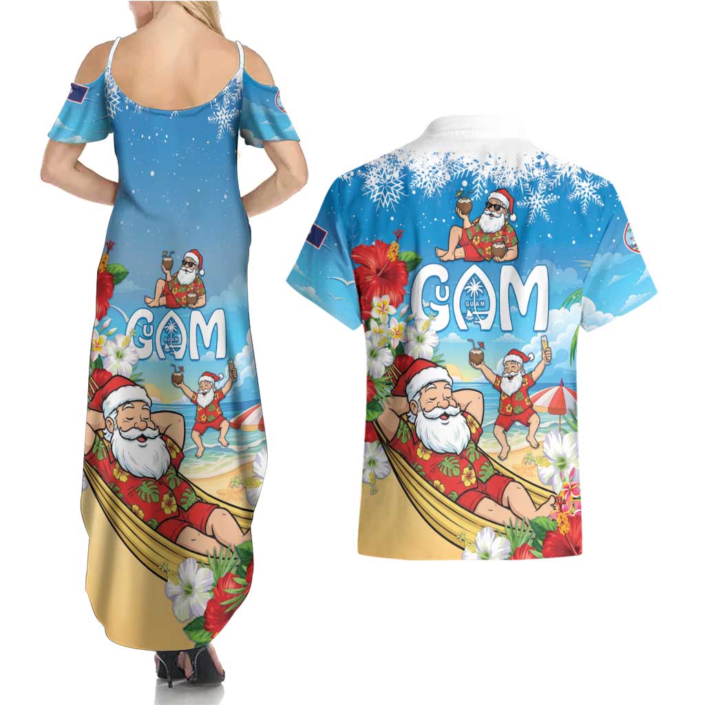 Guam Christmas Couples Matching Summer Maxi Dress and Hawaiian Shirt Felis Pasgua Chilling Santa LT05 - Polynesian Pride