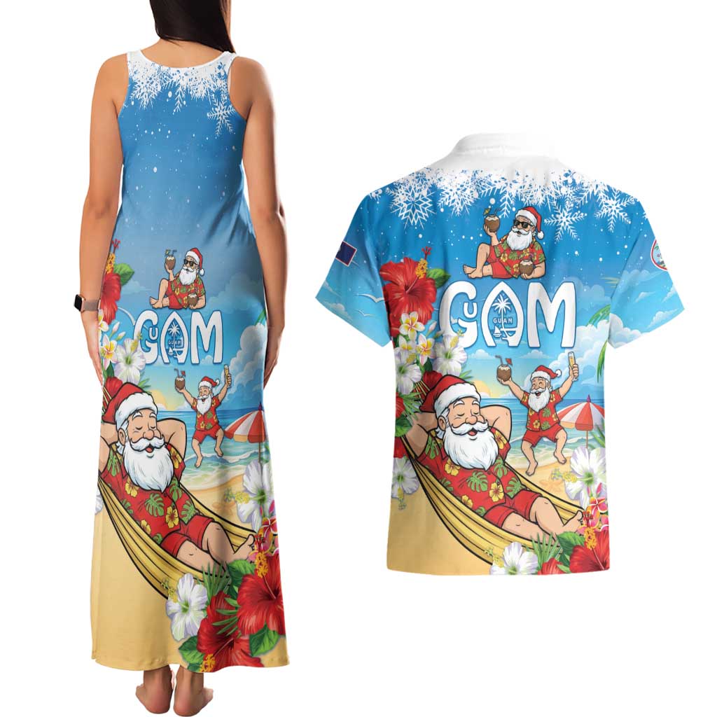 Guam Christmas Couples Matching Tank Maxi Dress and Hawaiian Shirt Felis Pasgua Chilling Santa LT05 - Polynesian Pride