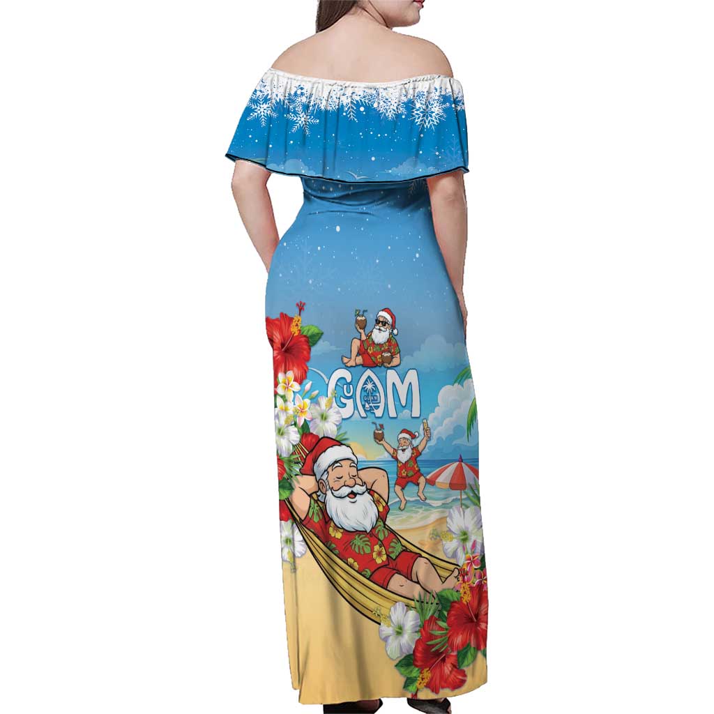 Guam Christmas Family Matching Off Shoulder Maxi Dress and Hawaiian Shirt Felis Pasgua Chilling Santa LT05 - Polynesian Pride