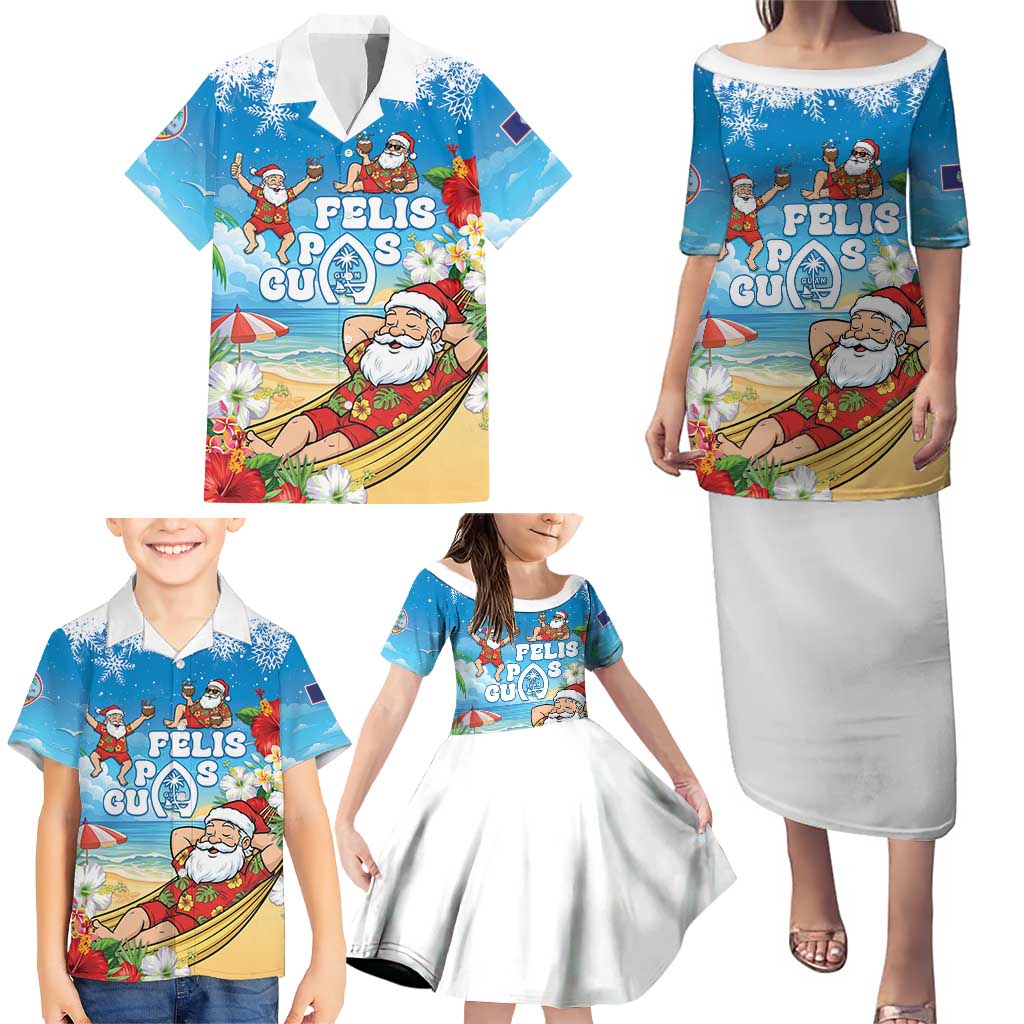 Guam Christmas Family Matching Puletasi and Hawaiian Shirt Felis Pasgua Chilling Santa LT05 - Polynesian Pride