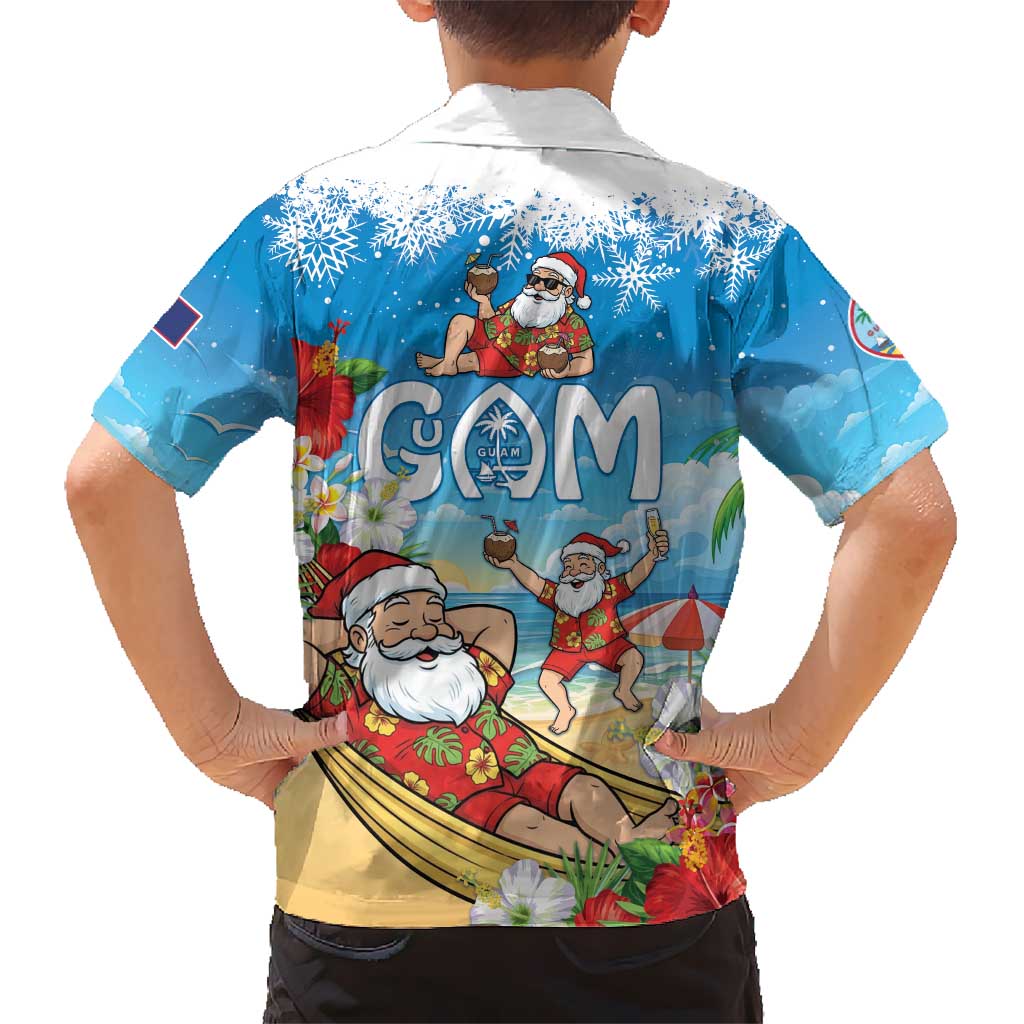 Guam Christmas Family Matching Short Sleeve Bodycon Dress and Hawaiian Shirt Felis Pasgua Chilling Santa LT05 - Polynesian Pride
