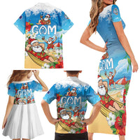 Guam Christmas Family Matching Short Sleeve Bodycon Dress and Hawaiian Shirt Felis Pasgua Chilling Santa LT05 - Polynesian Pride