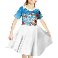 Guam Christmas Kid Short Sleeve Dress Felis Pasgua Chilling Santa - Polynesian Pride