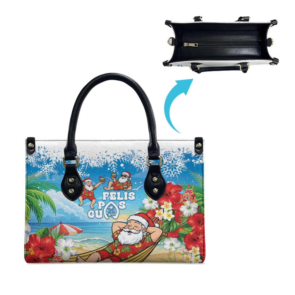 Guam Christmas Leather Bag Felis Pasgua Chilling Santa - Polynesian Pride