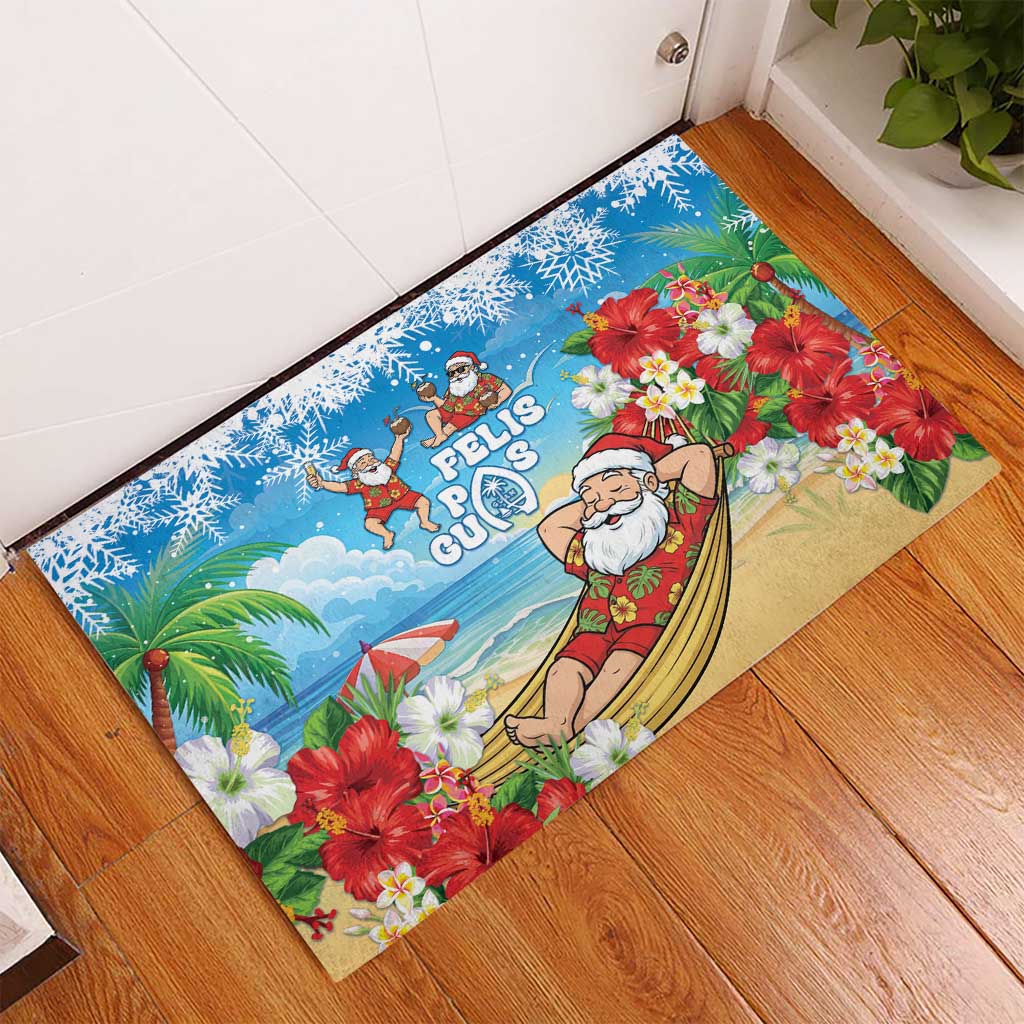 Guam Christmas Rubber Doormat Felis Pasgua Chilling Santa LT05 - Polynesian Pride