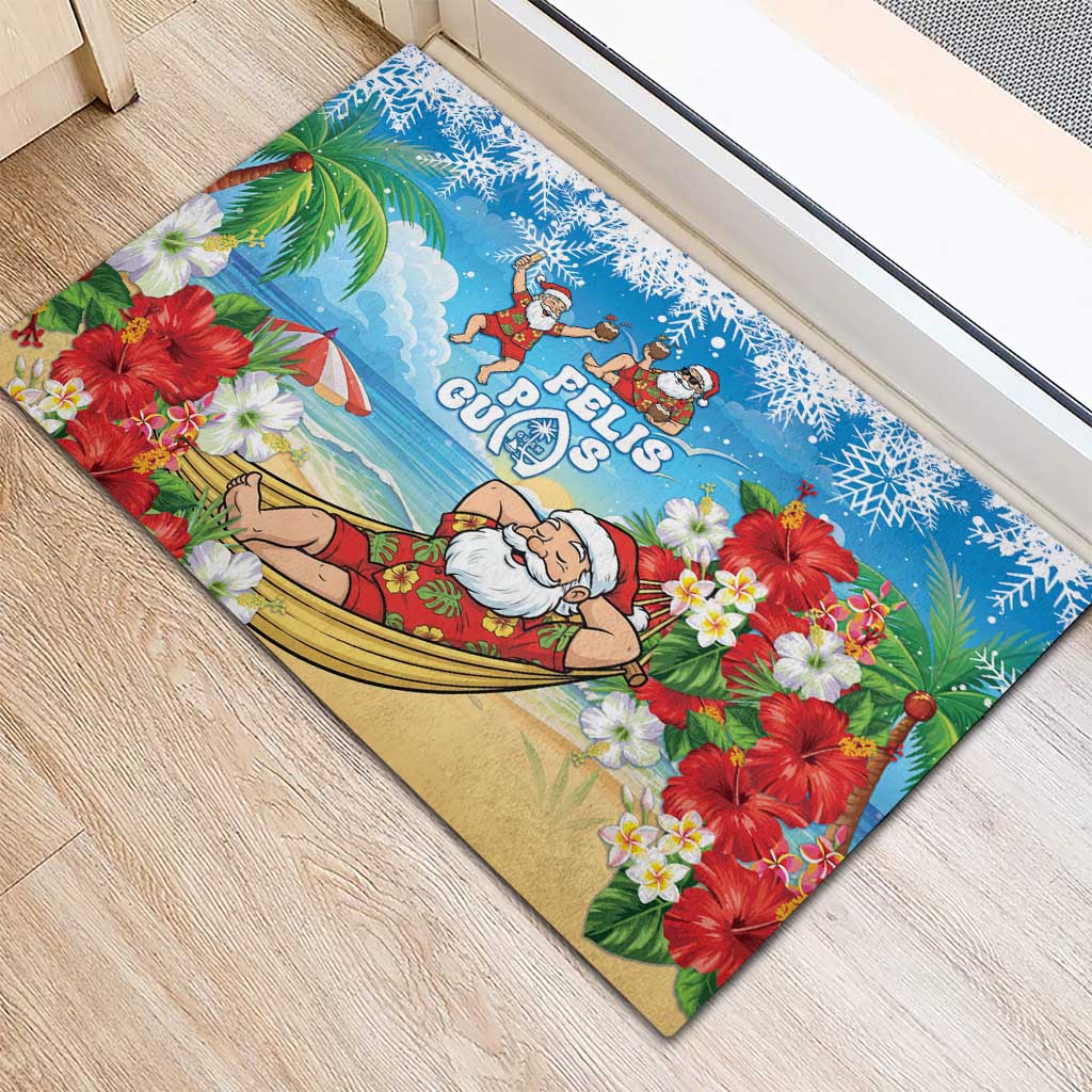 Guam Christmas Rubber Doormat Felis Pasgua Chilling Santa LT05 - Polynesian Pride