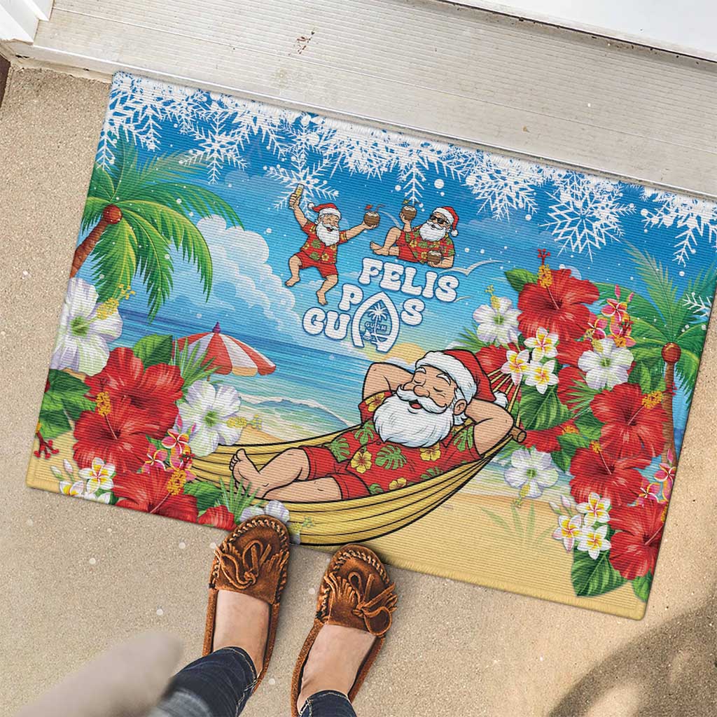 Guam Christmas Rubber Doormat Felis Pasgua Chilling Santa LT05 - Polynesian Pride