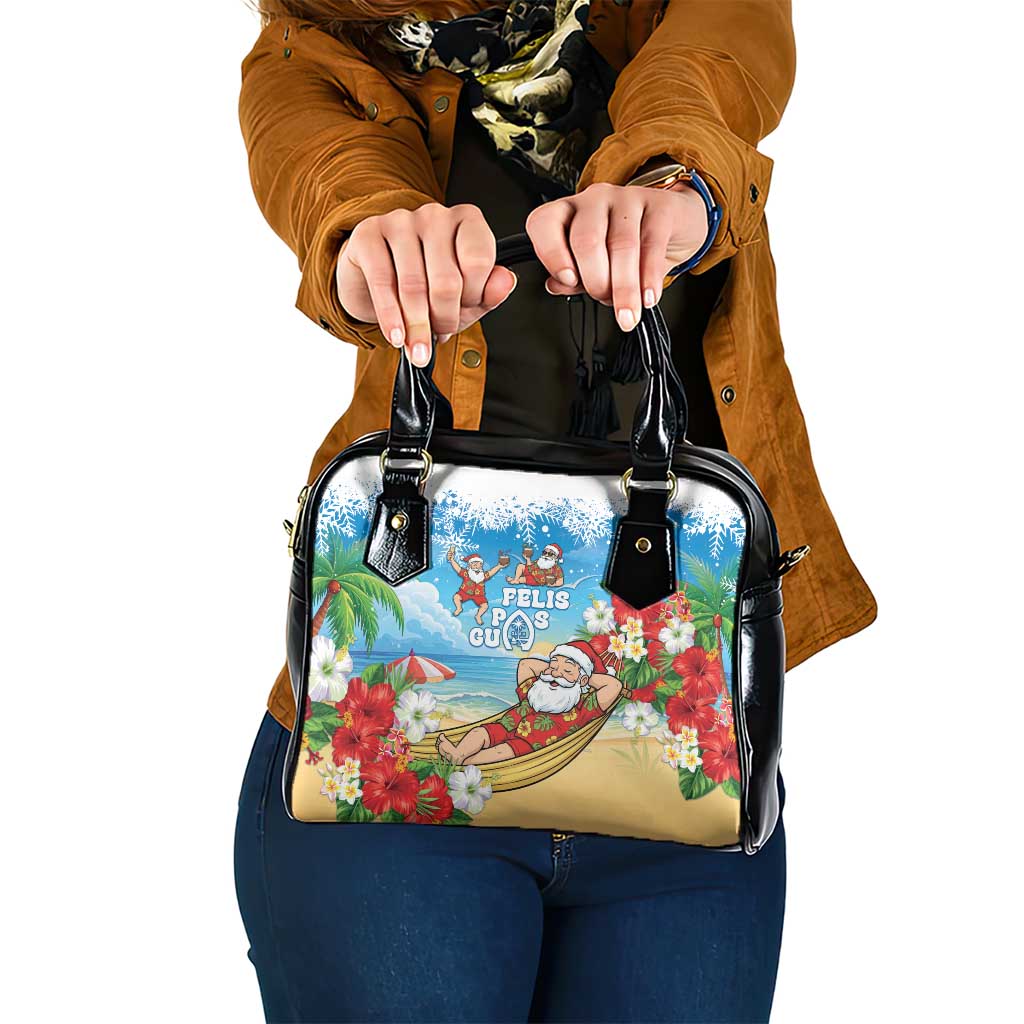 Guam Christmas Shoulder Handbag Felis Pasgua Chilling Santa - Polynesian Pride