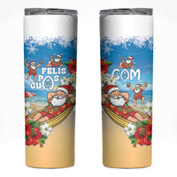 Guam Christmas Skinny Tumbler Felis Pasgua Chilling Santa LT05 Blue - Polynesian Pride