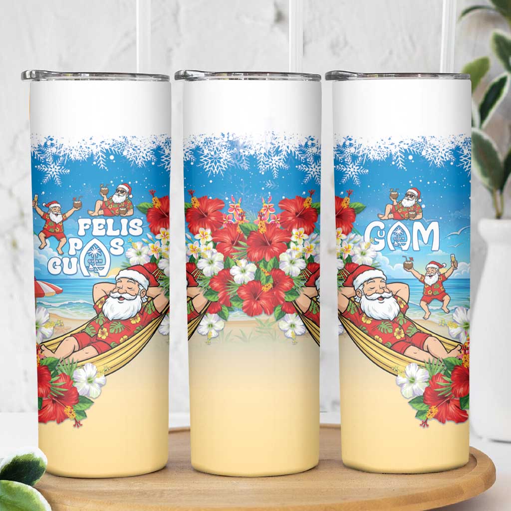 Guam Christmas Skinny Tumbler Felis Pasgua Chilling Santa LT05 - Polynesian Pride