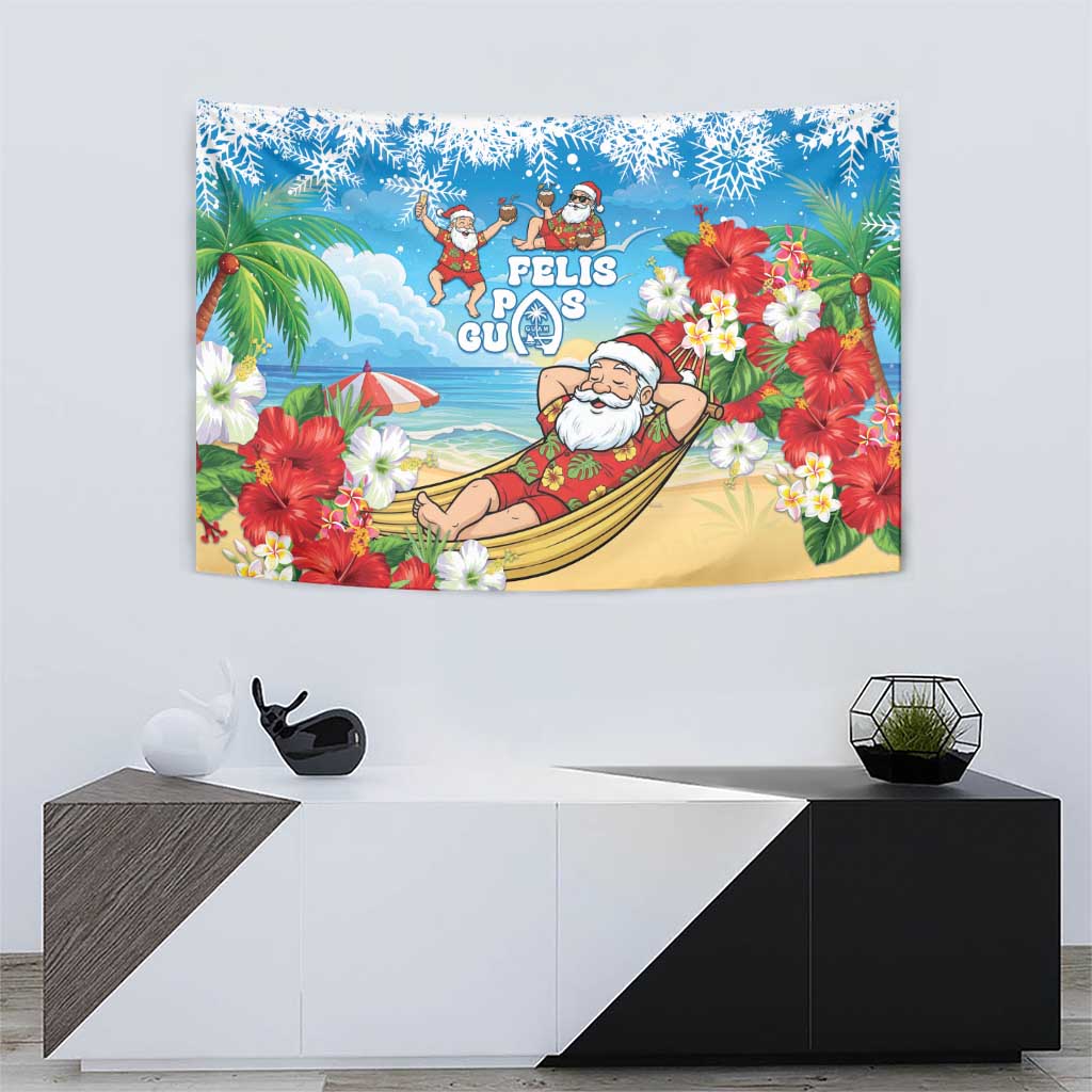 Guam Christmas Tapestry Felis Pasgua Chilling Santa - Polynesian Pride