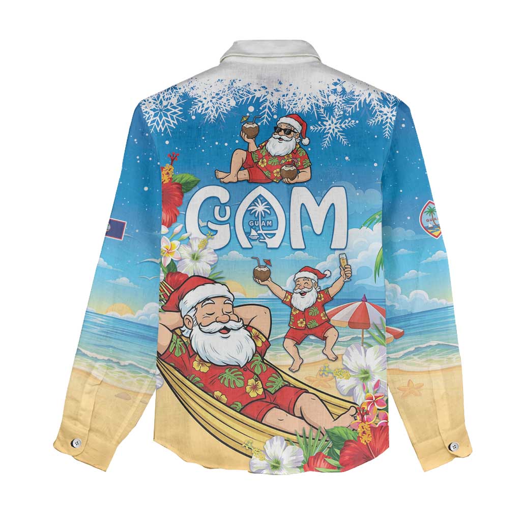 Guam Christmas Women Casual Shirt Felis Pasgua Chilling Santa - Polynesian Pride