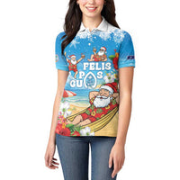 Guam Christmas Women Polo Shirt Felis Pasgua Chilling Santa - Polynesian Pride