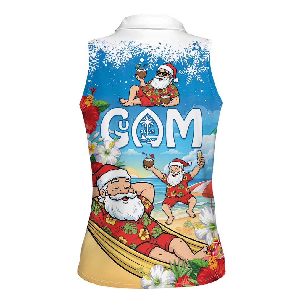 Guam Christmas Women Sleeveless Polo Shirt Felis Pasgua Chilling Santa LT05 - Polynesian Pride