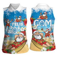 Guam Christmas Women Sleeveless Polo Shirt Felis Pasgua Chilling Santa LT05 - Polynesian Pride