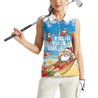 Guam Christmas Women Sleeveless Polo Shirt Felis Pasgua Chilling Santa LT05 - Polynesian Pride