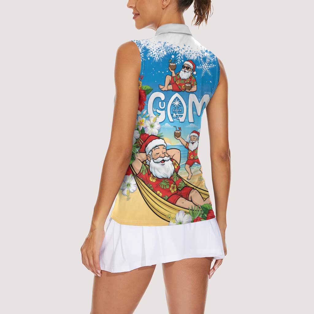 Guam Christmas Women Sleeveless Polo Shirt Felis Pasgua Chilling Santa LT05 - Polynesian Pride