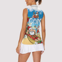 Guam Christmas Women Sleeveless Polo Shirt Felis Pasgua Chilling Santa LT05 - Polynesian Pride