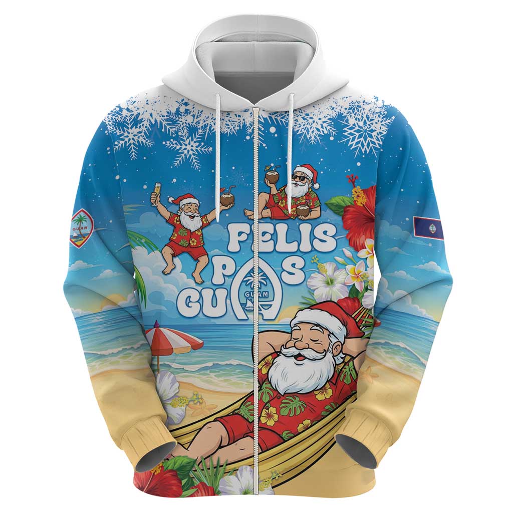 Guam Christmas Zip Hoodie Felis Pasgua Chilling Santa - Polynesian Pride