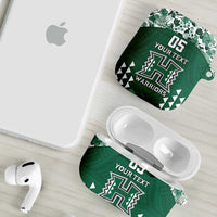 Custom Hawaii Football AirPods Case Rainbow Warriors Tropical Vibes - Polynesian Pride