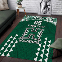Custom Hawaii Football Area Rug Rainbow Warriors Tropical Vibes LT05 Green - Polynesian Pride