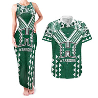 Custom Hawaii Football Couples Matching Tank Maxi Dress and Hawaiian Shirt Rainbow Warriors Tropical Vibes LT05 Green - Polynesian Pride