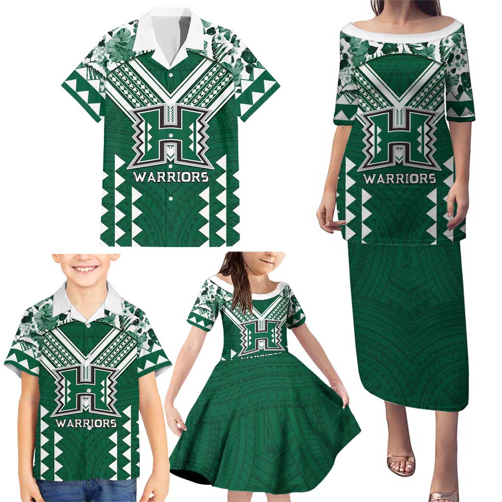 Custom Hawaii Football Family Matching Puletasi and Hawaiian Shirt Rainbow Warriors Tropical Vibes LT05 - Polynesian Pride
