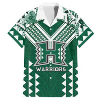 Custom Hawaii Football Family Matching Short Sleeve Bodycon Dress and Hawaiian Shirt Rainbow Warriors Tropical Vibes LT05 Dad's Shirt - Short Sleeve Green - Polynesian Pride