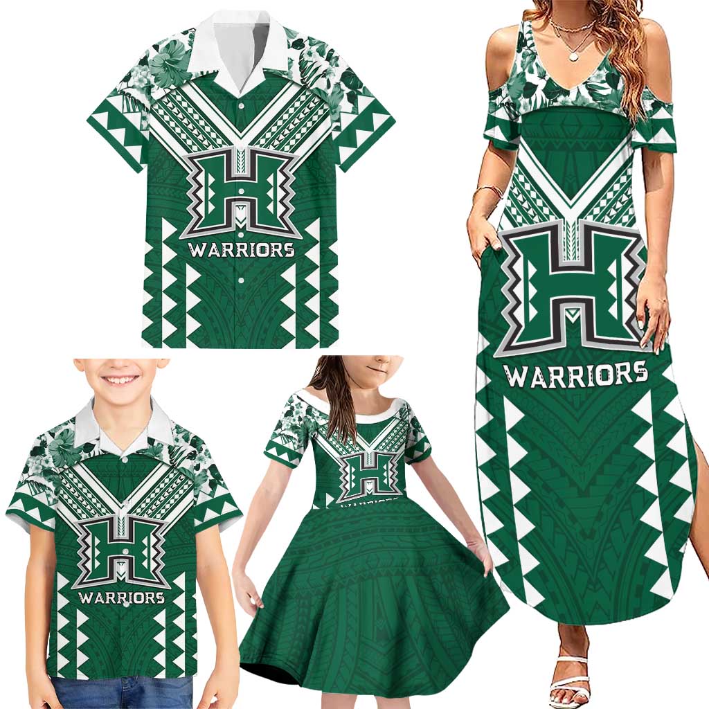 Custom Hawaii Football Family Matching Summer Maxi Dress and Hawaiian Shirt Rainbow Warriors Tropical Vibes LT05 - Polynesian Pride