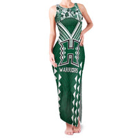 Custom Hawaii Football Family Matching Tank Maxi Dress and Hawaiian Shirt Rainbow Warriors Tropical Vibes LT05 Mom's Dress Green - Polynesian Pride