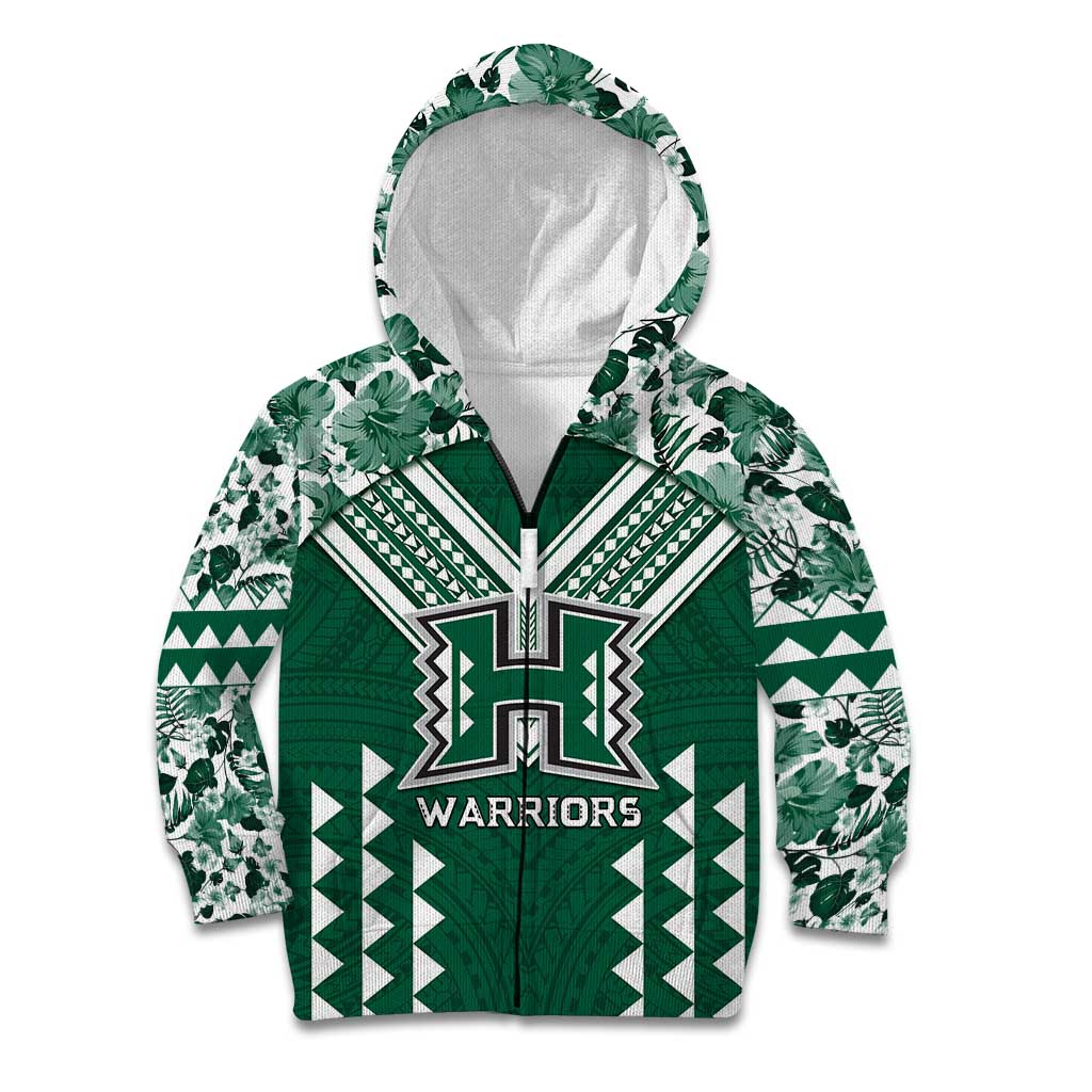 Custom Hawaii Football Kid Hoodie Rainbow Warriors Tropical Vibes - Polynesian Pride