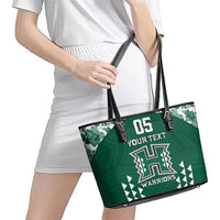 Custom Hawaii Football Leather Tote Bag Rainbow Warriors Tropical Vibes - Polynesian Pride